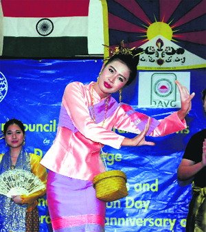 A student from Thailand performs at a function organised by the Indian Council for Cultural Relations at DAV College in Chandigarh on Tuesday.
