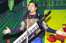 Punjabi singer Master Saleem performs during the cultural night event in Una on Monday.