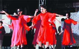 Celebration: Students of  Saffron Public School, Phagwara, perform a cultural programme during the 14th annual function on Tuesday