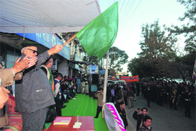 Governor Dr Aziz Qureshi inaugurates the Sharadotsav at Nainital on Tuesday