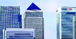 The Canary Wharf financial district is seen in east London on Wednesday. Britains Financial Conduct Authority on Wednesday imposed fines totalling $1.7 billion on five banks for failing to control business practices in their G10 spot foreign exchange trading operations. Reuters