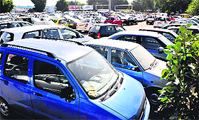 A parking lot at the Chandigarh railway station. 