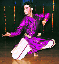 Kathak dancer Deodutt Prasad performs at the Pracheen Kala Kendra in Sector 35, Chandigarh.