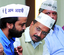 AAP leader Arvind Kejriwal addressing a press conference in New Delhi on Wednesday