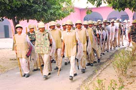 Police gear up for action against Sant Rampal in Barwala on Wednesday