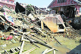 The flood-ravaged Rajbagh locality in Srinagar. 