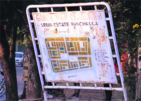 A bent sector map near Sector 8 in Panchkula