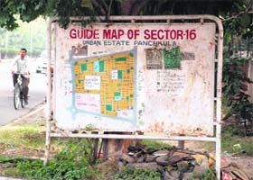 A guide map near Sector 16, Panchkula