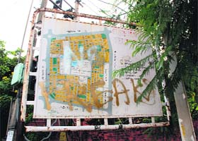 A defaced map near Sector 15 in Panchkula