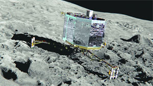 An image of the Philae lander on the comet