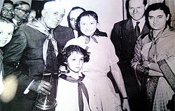 First Prime Minister of India Jawaharlal Nehru with his daughter Indira Gandhi and a Russian delegation in Mussoorie in 1956