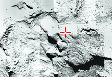 A photo released on Thursday shows a five-image montage being used to identify the final touchdown point of Rosettas lander Philae.