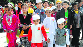 Students take part in a fashion show on the occasion of Childrens Day at KBDAV, Sector 7, in Chandigarh on Friday.