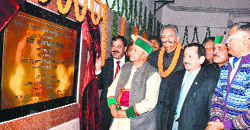 Chief Minister Virbhadra Singh inaugurates the Ghanvi-II power project in Shimla on Friday. Tribune photograph