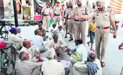 ACP (West) RPS Sandhu along with his team conducted a search operation in Jalandhar on Friday. Photo: Sarabjit Singh