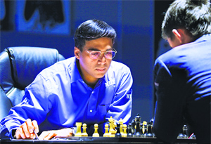 Anand kept Carlsen under pressure right through the game but failed to deal a knock-out punch.