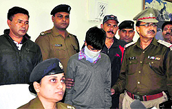 SSP Sweety Aggarwal with the accused in police custody in Haridwar on Friday
