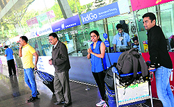 Commuters stranded at the Chandigarh Airport on Saturday