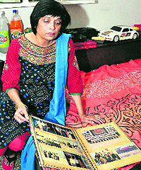 Shifali Saini, victim Neelam Sainis daughter, at her mothers residence in Sector 35, Chandigarh, on Saturday