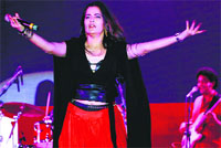 Sona Mohapatra performs at the LPU near Jalandhar on Friday. A Tribune PhotoGRAPH