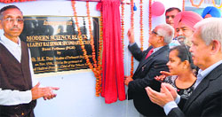 HK Dua, Rajya Sabha MP, inaugurates a science block at a school in Bassi Pathana on Saturday. A Tribune photo