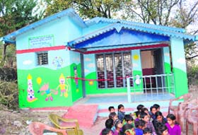 The new anganwari building constructed by Strides Foundation, Bangalore, and Society for Inclusive Development, Dehradun at disaster-hit Purola in Uttarkashi district