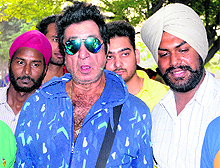 Actor Shakti Kapoor with his fans in Amritsar on Sunday. The actor was on a visit to the city