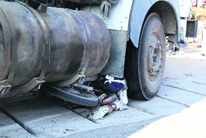 The multi-axle vehicle dragged the victims along with the motorcycle for around 20 metres at Landran Chowk in Mohali on Sunday
