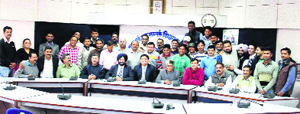 Mediapersons at a seminar on the occasion of Press Day at the Bachat Bhawan in Una