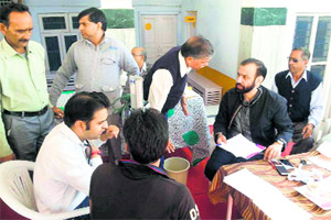 A medical camp on cardiovascular diseases in progress at Bishnah on the outskirts of Jammu on Sunday.