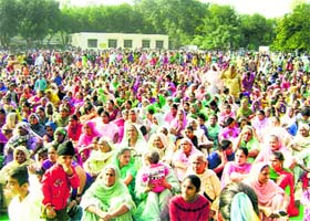 Women participate in Mela Dhiyan Da at Jakhepal village in Sangrur district on Sunday