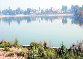 A view of an underground water tank behind the Rose Garden in Bathinda