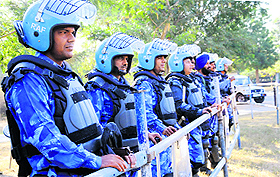 security personnel deployed near the Punjab and Haryana High Court. 