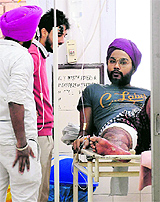 Injured Gursimran Singh at the GMSH in Sector 16, Chandigarh, on Monday. 