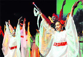 Students participate in the annual function at Manav Mangal School, Phase X, in Mohali on Monday. 