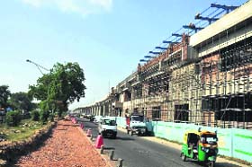 Work underway on the Metros Badarpur-YMCA Chowk stretch in Faridabad