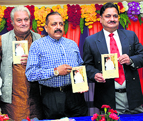 Minister of State in PMO Jitendra Singh releases Mohe Chakar Rakhoji in Jammu on Monday. 
