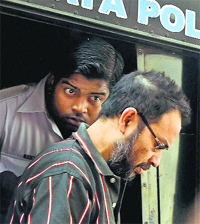 Suspended TMC Rajya Sabha MP Kunal Ghosh is produced at a city court in Kolkata on Monday in connection with Saradha chit fund scam.