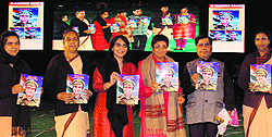 Former IPS officer Kiran Bedi (centre) releases her book, Making of the top cop, at her alma mater, Sacred Heart School, Majitha road, in Amritsar on Tuesday