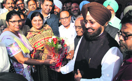 PPCC chief Partap Singh Bajwa meets party workers during his visit to Jalandhar on Tuesday.