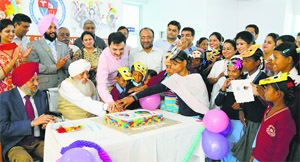 Students celebrate childrens week at Baba Jaswant Singh Dental College in Ludhiana  on Tuesday. 