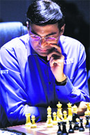 Anand couldnt take advantage of the white pieces as Carlsen forced him into accepting a quick draw