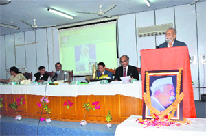 Prof RC Pant, former Vice-Chancellor of Kumaon University, delivers the Pandit GB Pant memorial lecture at the 55th foundation day of GB Pant University at Pantnagar on Monday