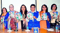 Kiran Bedi with the staff of the Government College for Girls in Amritsar on Wednesday
