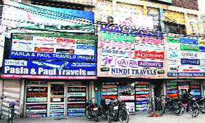 The offices of immigration companies near the bus stand in Jalandhar.