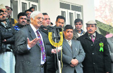 Mufti Mohammad Sayeed during a rally after filing nomination papers in Anatnag on Wednesday.