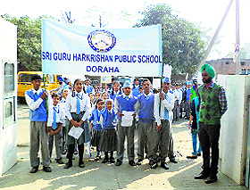 Students hold a rally in Doraha. 