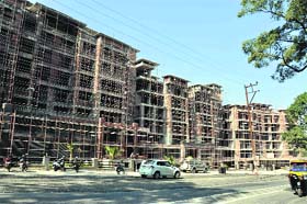 The under-construction building of Pacific Hills Apartments at the Mussoorie diversion in Dehradun