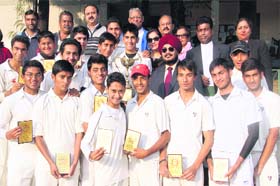 The St. Josephs Academy team that won the DDCSA Senior Cricket Tournament in Dehradun on Wednesday