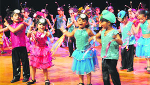Students present a dance item at Tagore Theatre in Sector 18, Chandigarh, on Thursday.